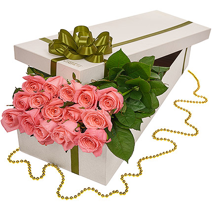 Flowers in a box "15 pink roses"