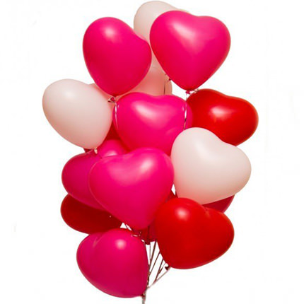 15 helium balloons (heart shape)  – buy in Ukraine