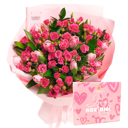 Букет "Королева" + цукерки "Люблю"