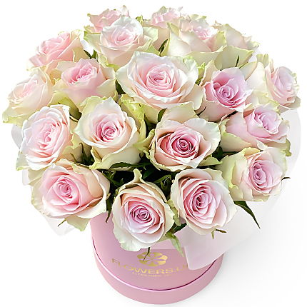Квіти в коробці “19 троянд Pink Athena”