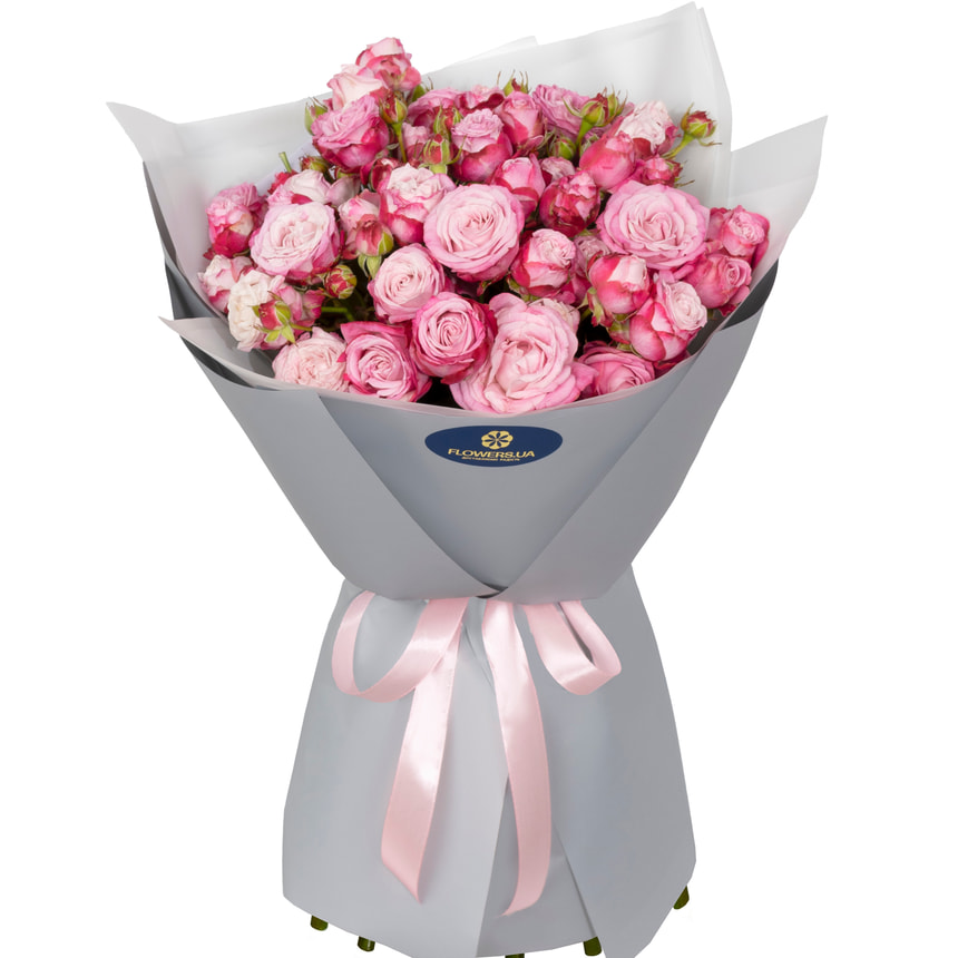Букет з 11 рожевих піоновидних троянд