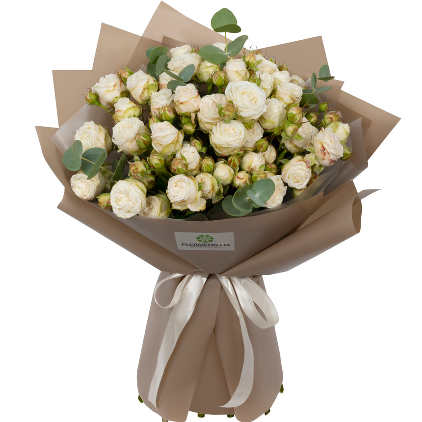 Букет из 7 кремовых пионовидных роз