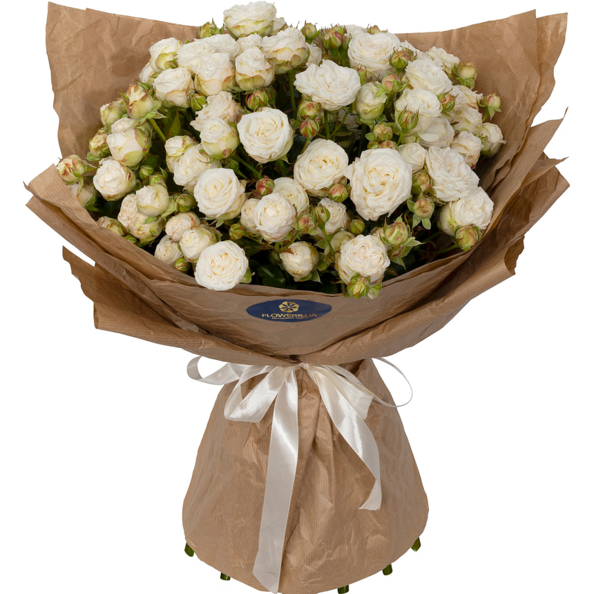 Букет з 15 кремових піоновидних троянд