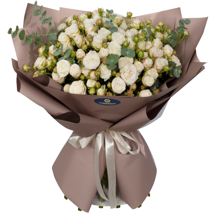 Bouquet of 21 creamy peony roses