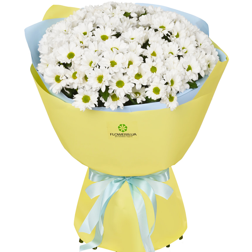 Букет "Безе" из 15 белых хризантем