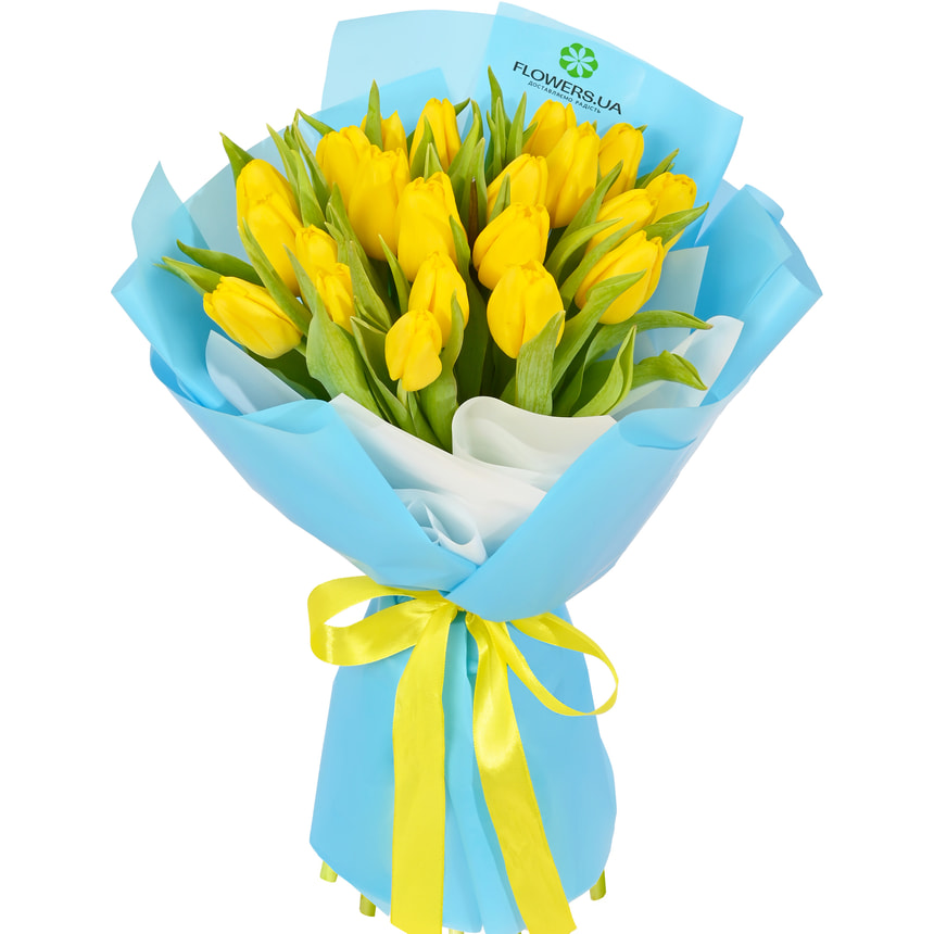 Монобукет з 21 жовтого тюльпана