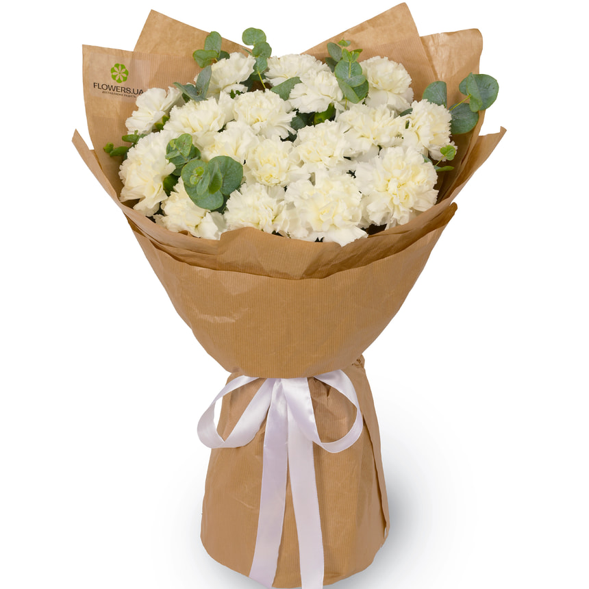 Букет "White vision" з 17 білих діантусів