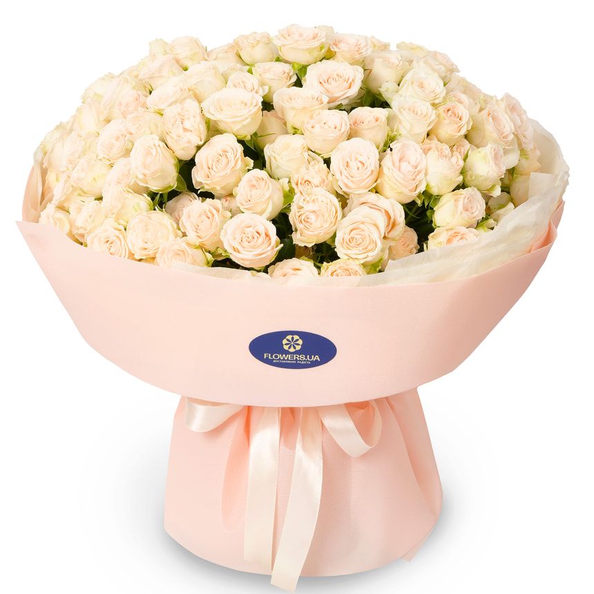 Букет із 51 кущової кремової троянди