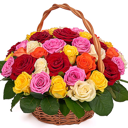 Basket "51 multicolored roses" – order with delivery