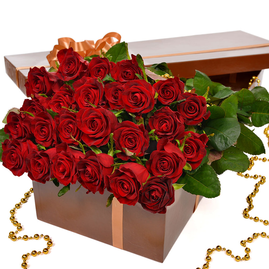 Цветы в коробке "25 красных роз!" – доставка по Украине