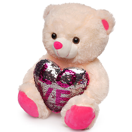 Ведмедик (серце в пайєтках) 20 см – замовити з доставкою