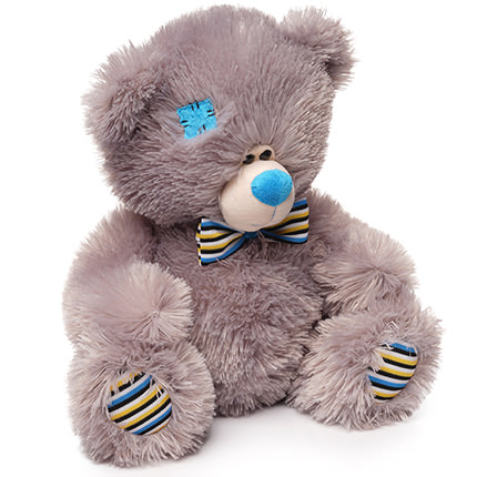 Мишка серый (в латках) 30 см – доставка по Украине