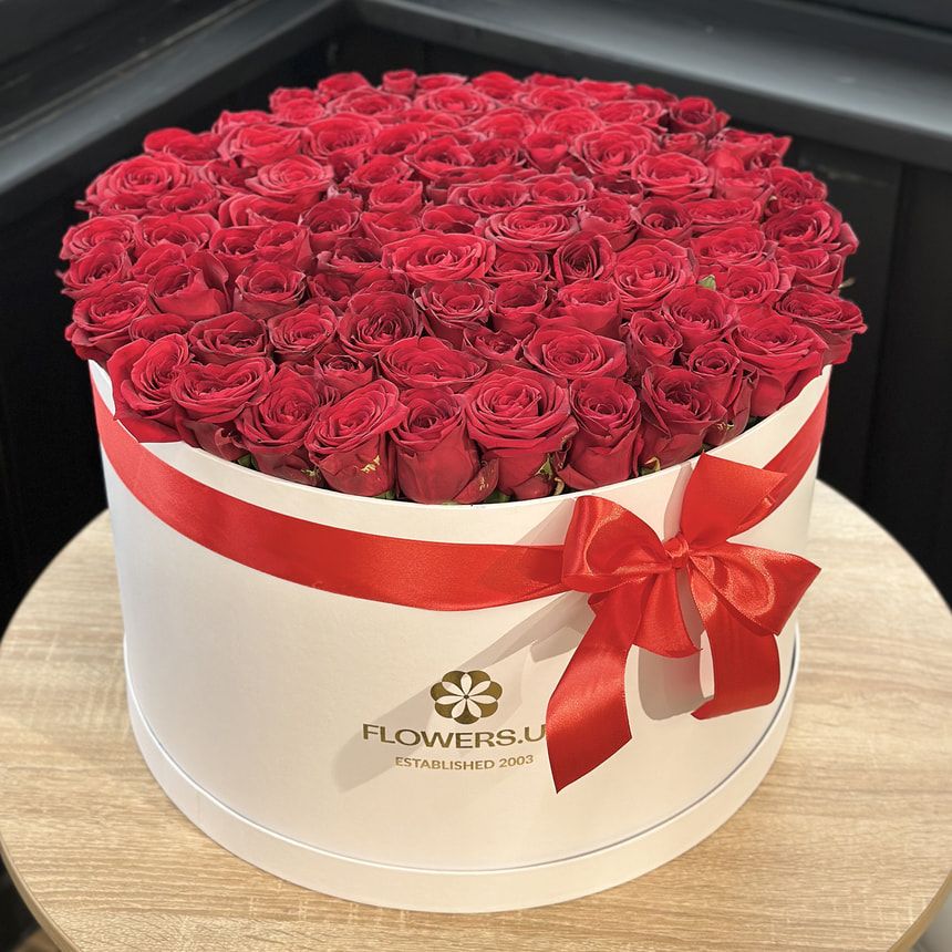 Flowers in a white box "101 red roses" – order from Flowers.ua
