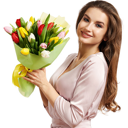 Букет "17 разноцветных тюльпанов" – доставка по Украине
