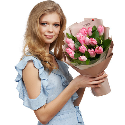 Букет "15 рожевих тюльпанів" – доставка по Україні