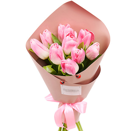 Spring bouquet "9 pink tulips" – order with delivery