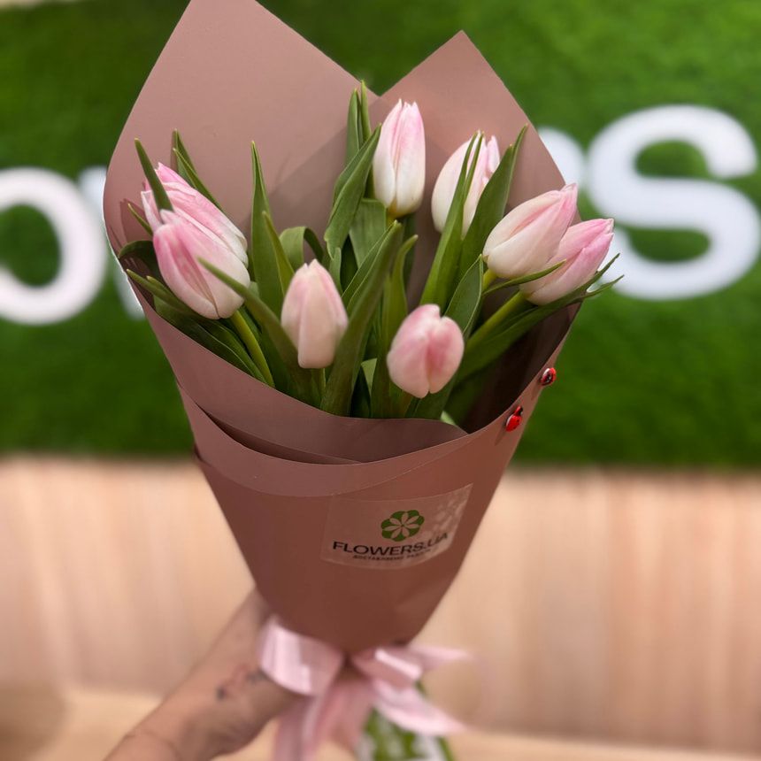 Весенний букет "9 розовых тюльпанов" – заказать у Flowers.ua