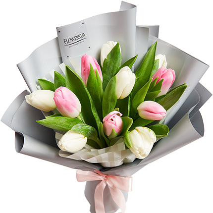 Букет "11 белых и розовых тюльпанов" – заказать с доставкой