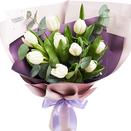Букет "9 білих тюльпанів" – замовити з доставкою