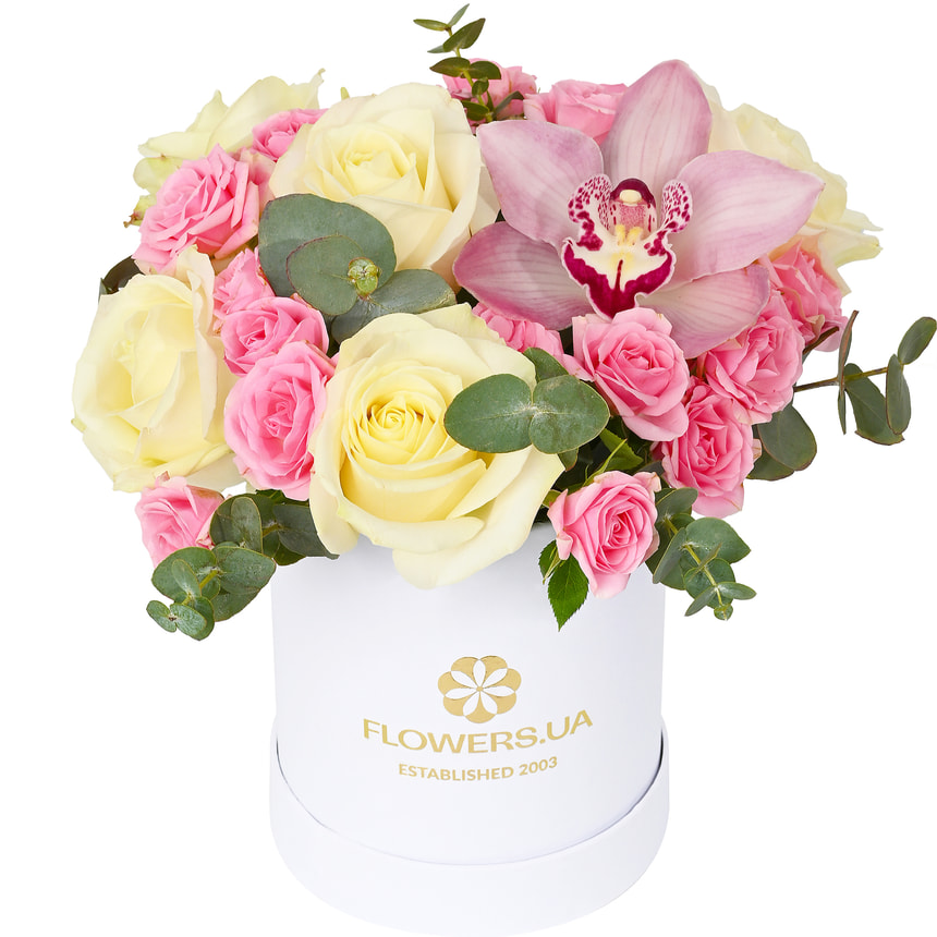 Композиція у коробці "З Днем народження" – замовити з доставкою