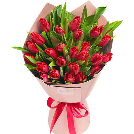 Букет "25 червоних тюльпанів" – замовити з доставкою