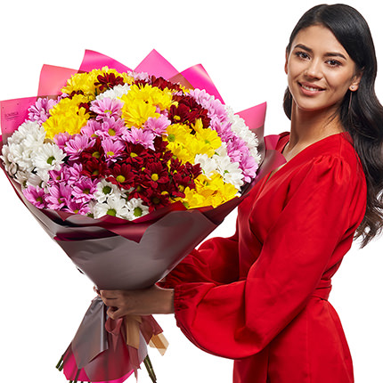 25 multi-colored chrysanthemums! – delivery in Ukraine