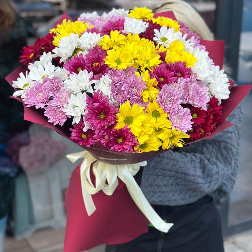 25 різнокольорових хризантем!