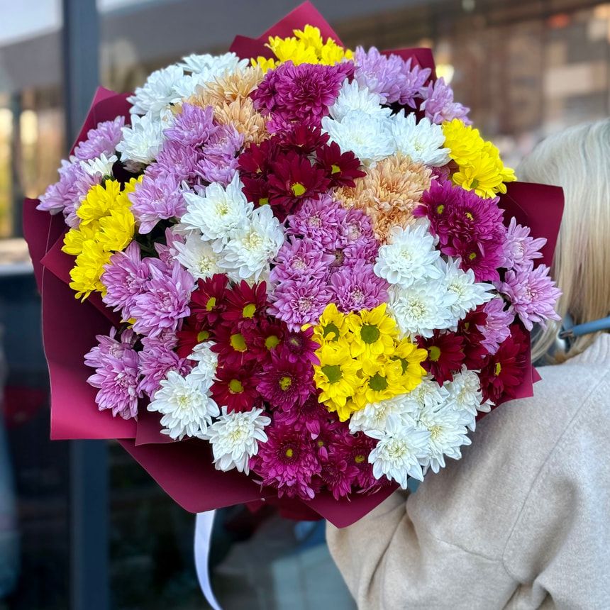 25 різнокольорових хризантем!
