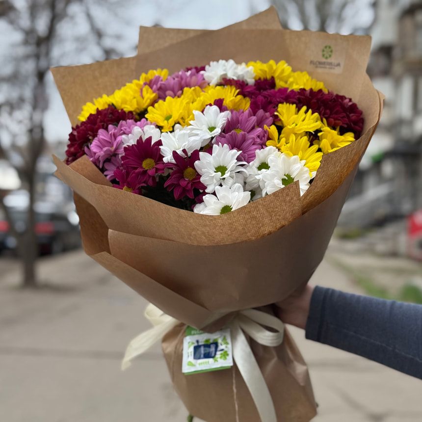 Букет "15 разноцветных хризантем!" – заказать у Flowers.ua