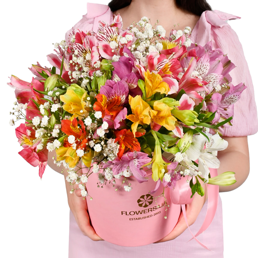 Квіти в коробці "Яскрава фантазія" – доставка по Україні