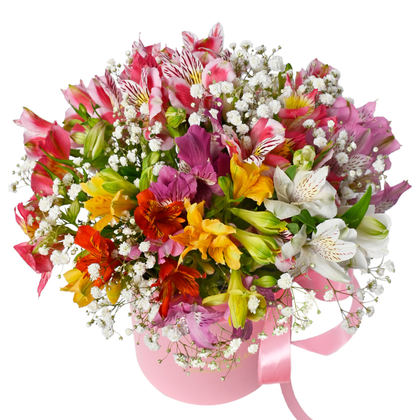Квіти в коробці "Яскрава фантазія" – замовити з доставкою