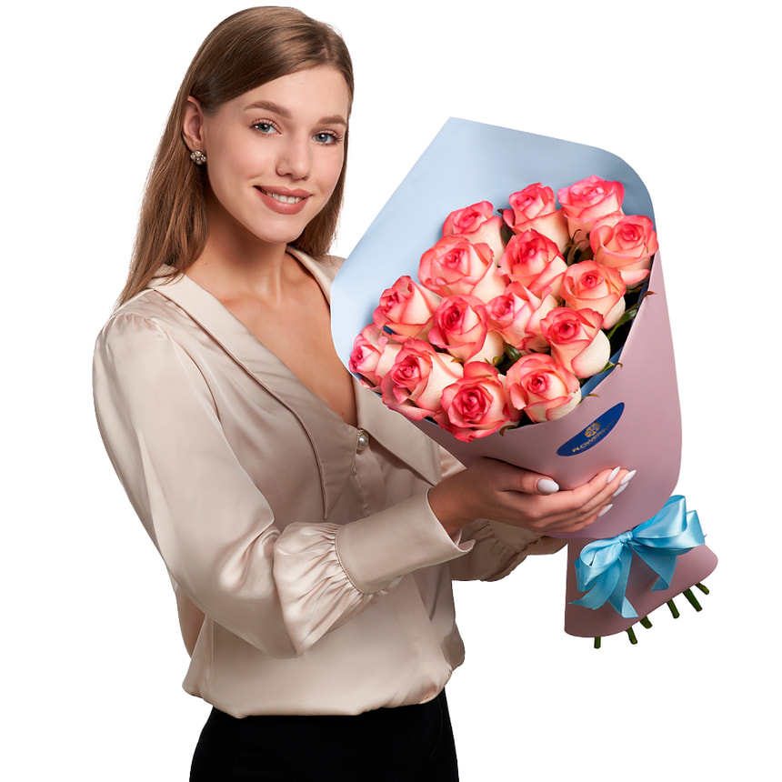 Букет "15 троянд Джумілія" – доставка по Україні
