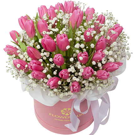 Цветы в коробке "Розовый вальс" – заказать с доставкой