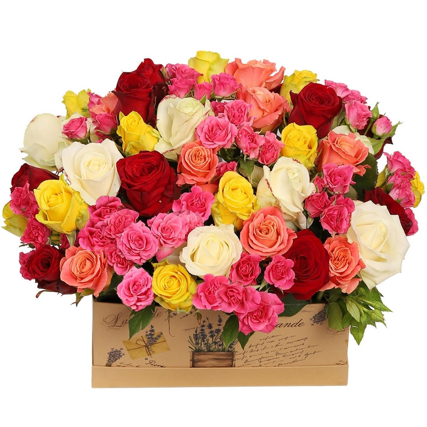 Flowers in a box “Cadrille” – order with delivery