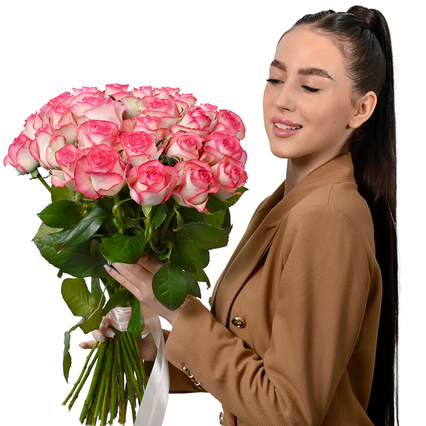 Букет "21 троянда Джумілія" – доставка по Україні