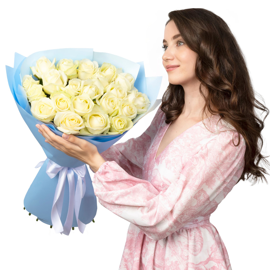 21 белая роза  – доставка по Украине