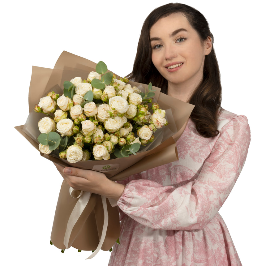 Букет из 7 кремовых пионовидных роз – доставка по Украине