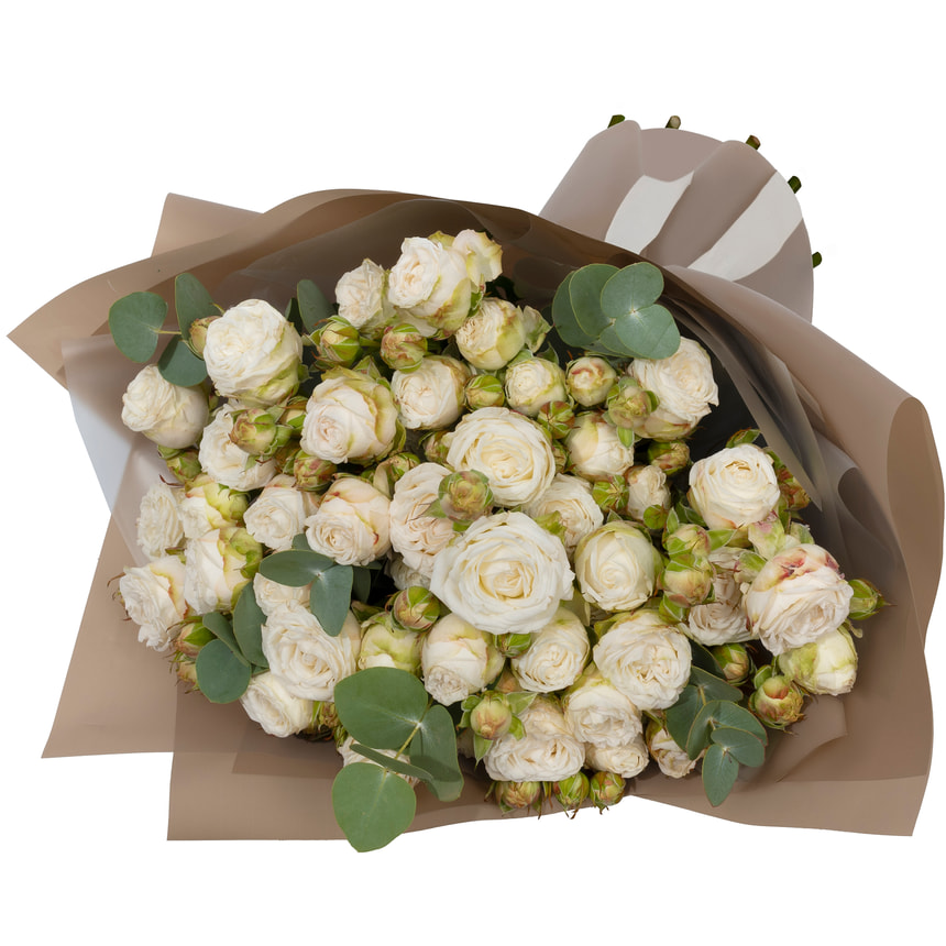 Букет из 7 кремовых пионовидных роз – заказать с доставкой