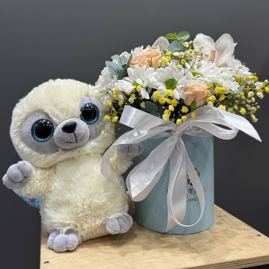 Композиція "Сонячні обійми" з Лемуром – замовити на Flowers.ua