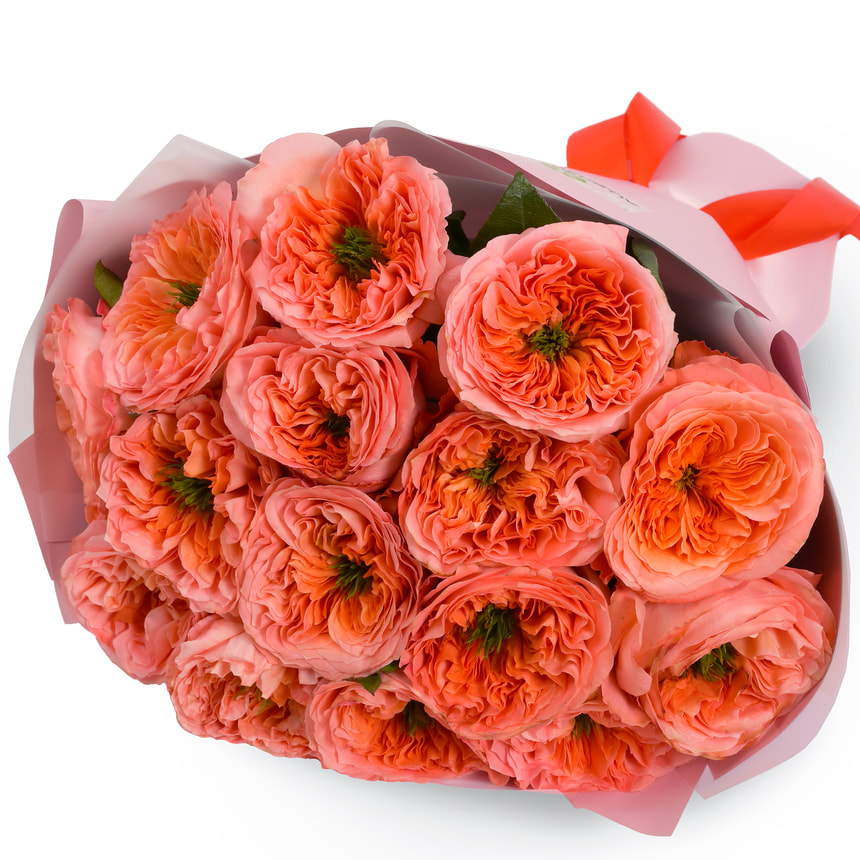 Монобукет "15 троянд Mandarin Expression" – замовити з доставкою