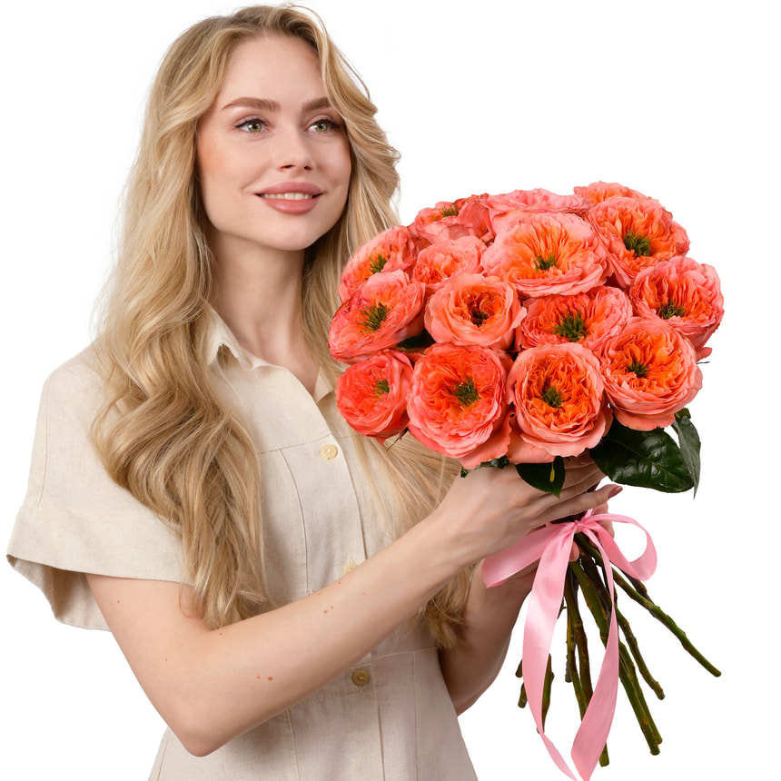 Bouquet of 15 Mandarin Expression roses – order with delivery