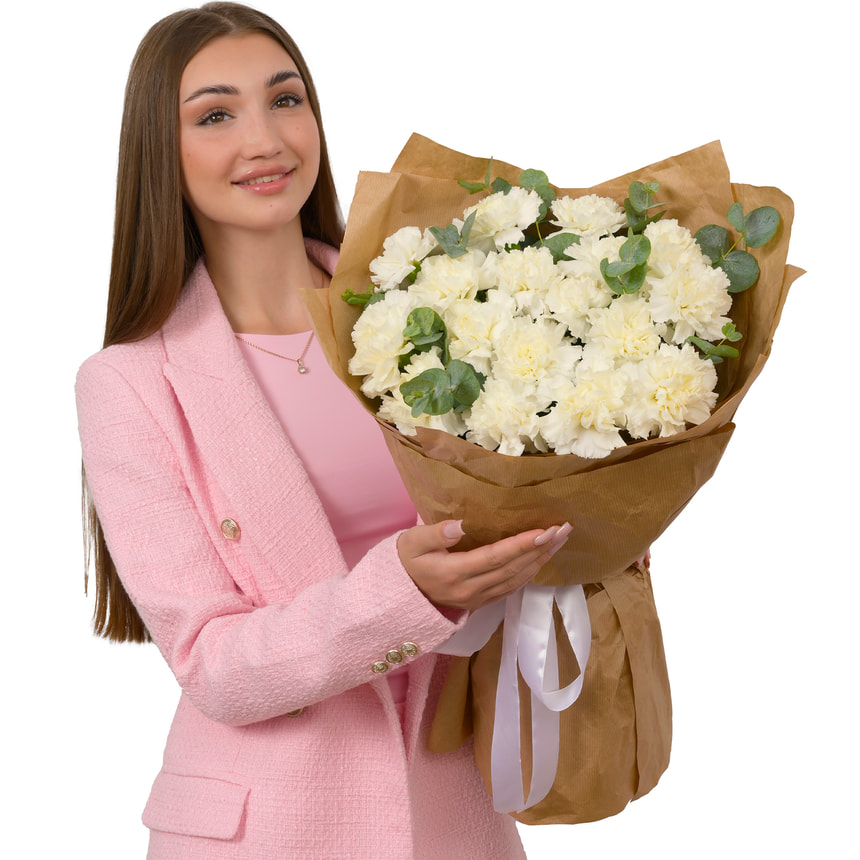 Букет "White vision" з 17 білих діантусів – доставка по Україні