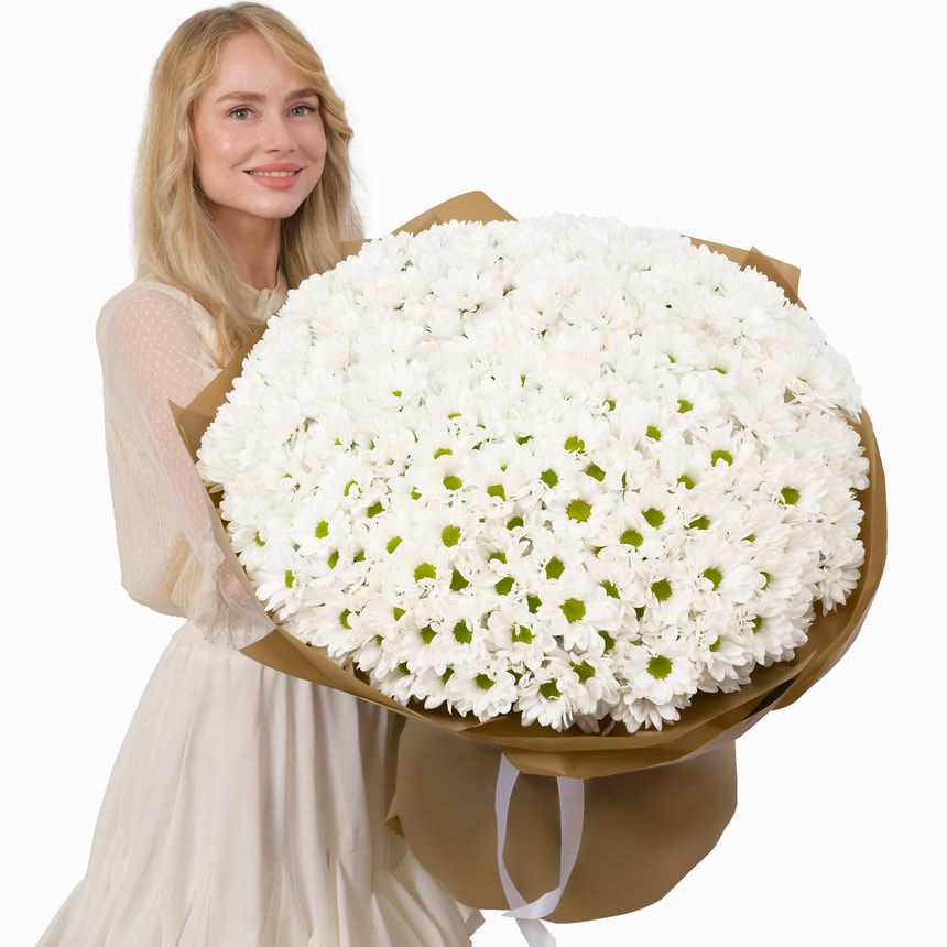 Букет "Tokio" з 51 білої хризантеми – доставка по Україні