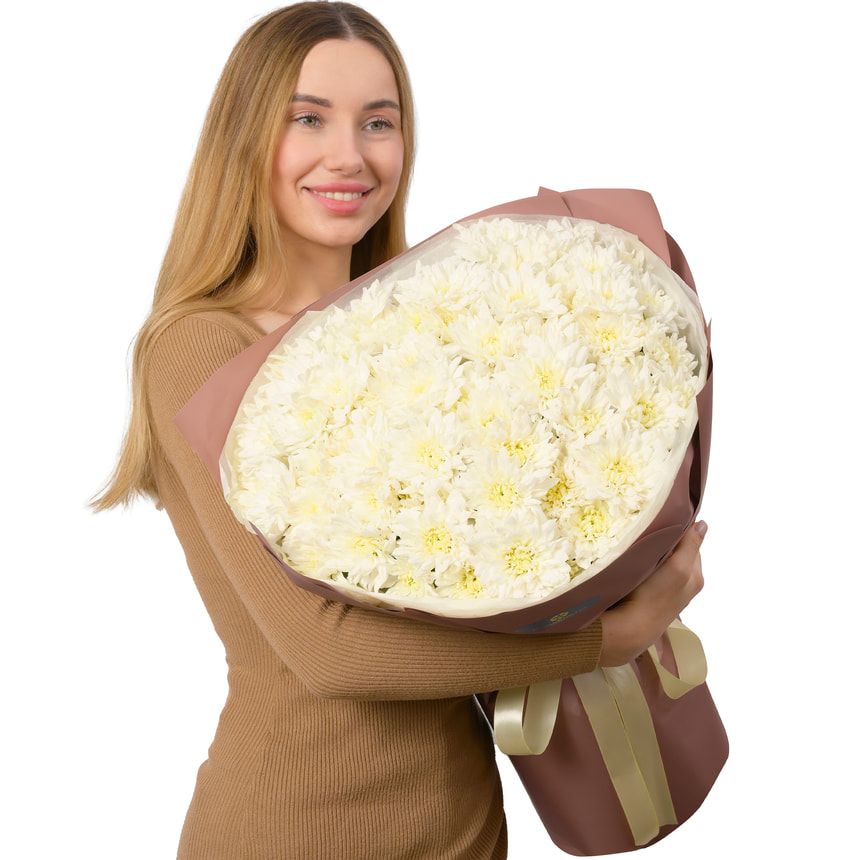 "Kiku White" bouquet of 13 chrysanthemums – delivery in Ukraine