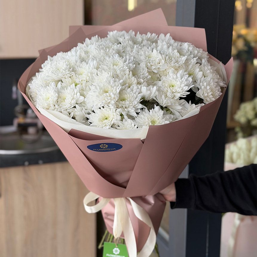 Букет "Kiku White" з 13 хризантем – замовити на Flowers.ua
