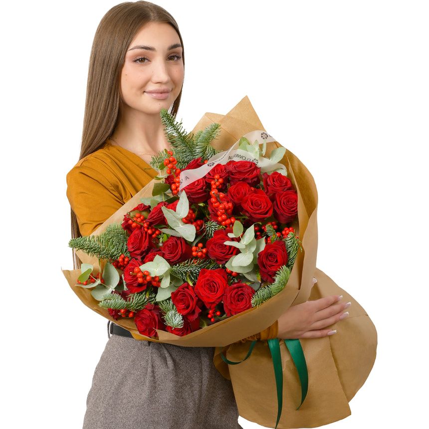 Букет "Романтичний" з ялиною – доставка по Україні