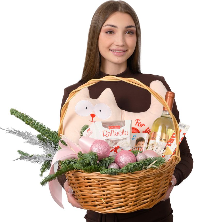 Новорічна композиція "Pink Kitty" – доставка по Україні