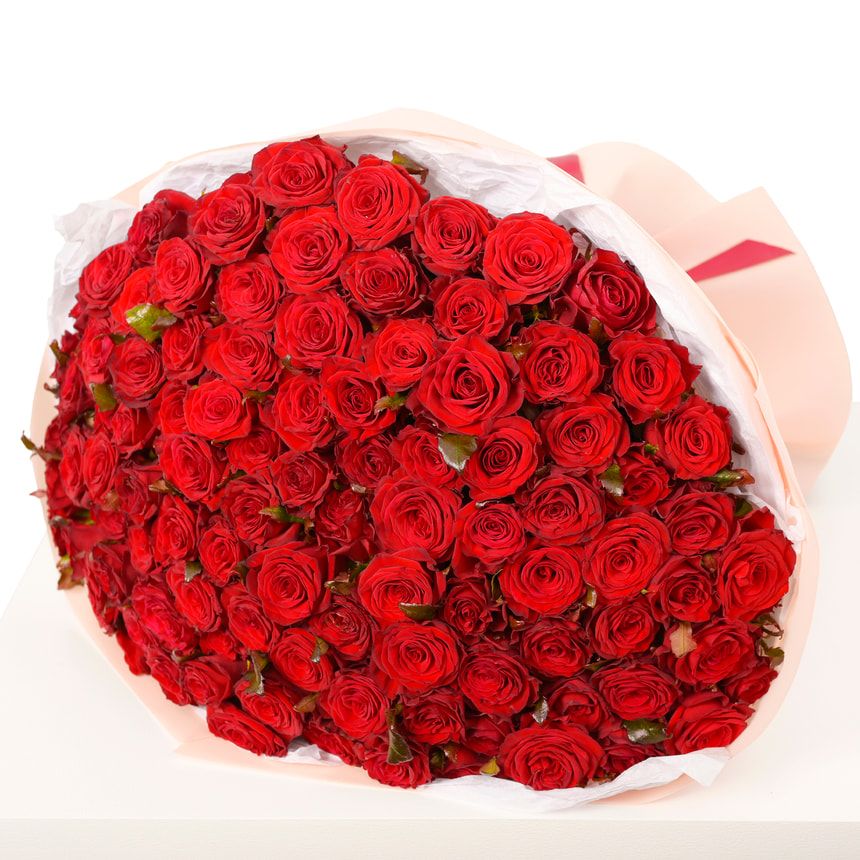 Монобукет "Red infinity" зі 101 троянди – замовити з доставкою