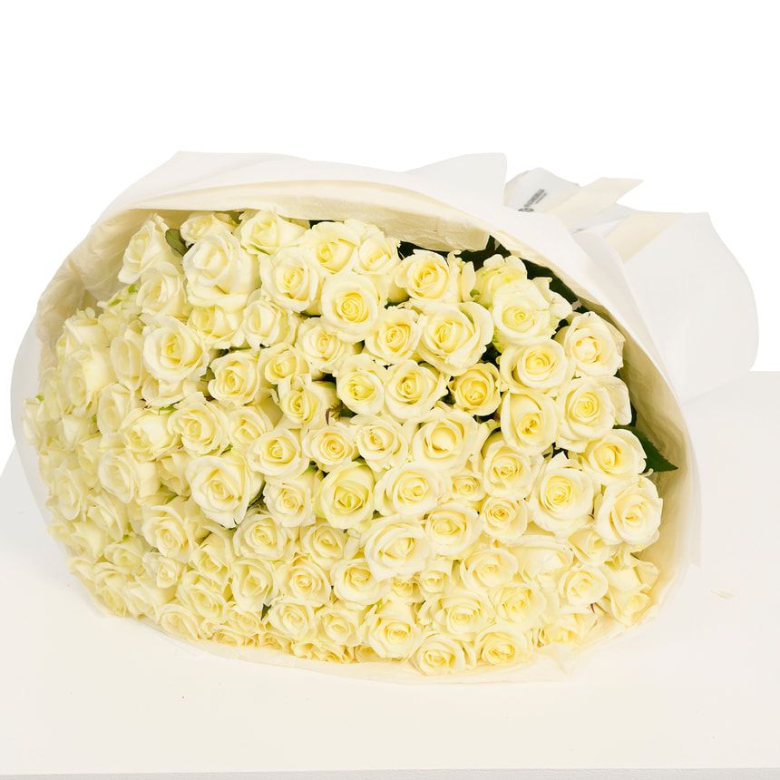 Монобукет "White infinity" зі 101 троянди – замовити з доставкою