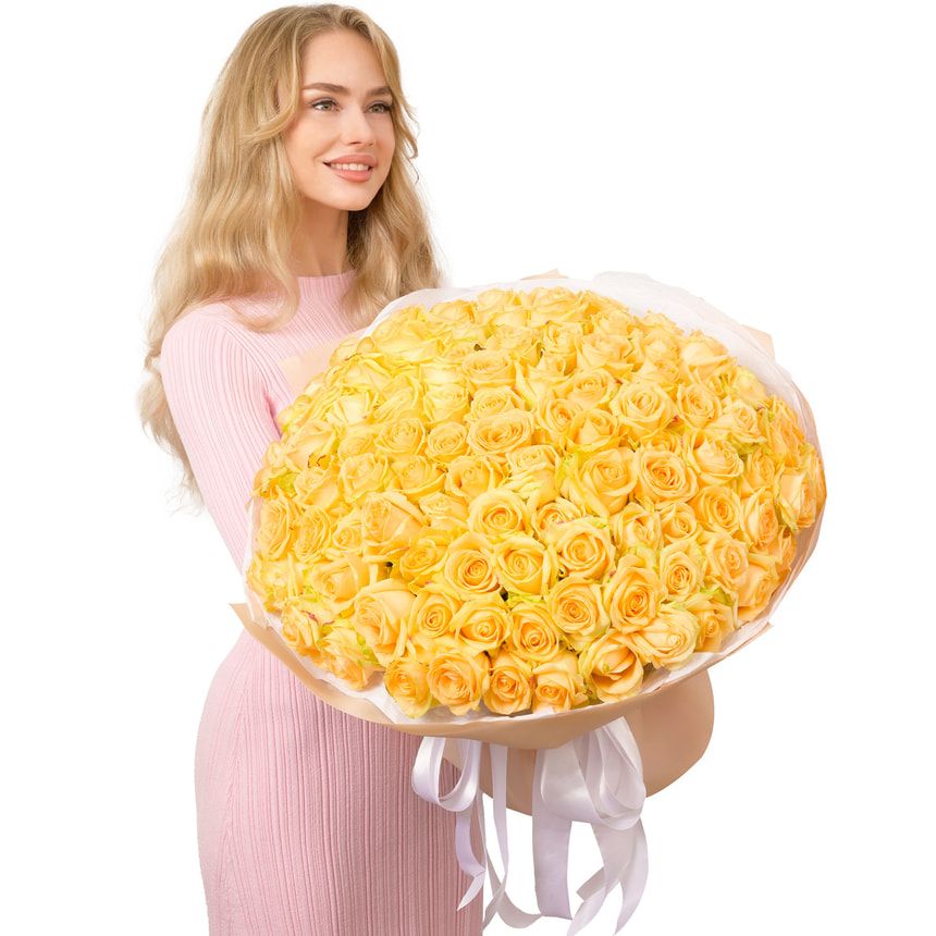 Букет "My hope" из 101 кремовой розы – доставка по Украине